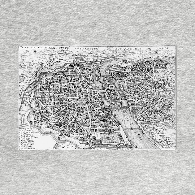 Vintage Pictorial Map of Paris (17th Century) by Bravuramedia